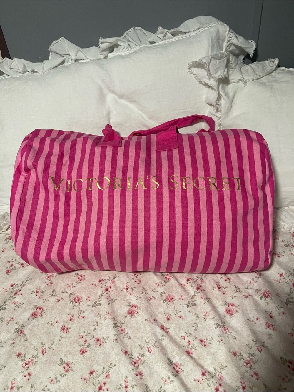 Victoria’s Secret Pink Striped Weekender Duffel Bag